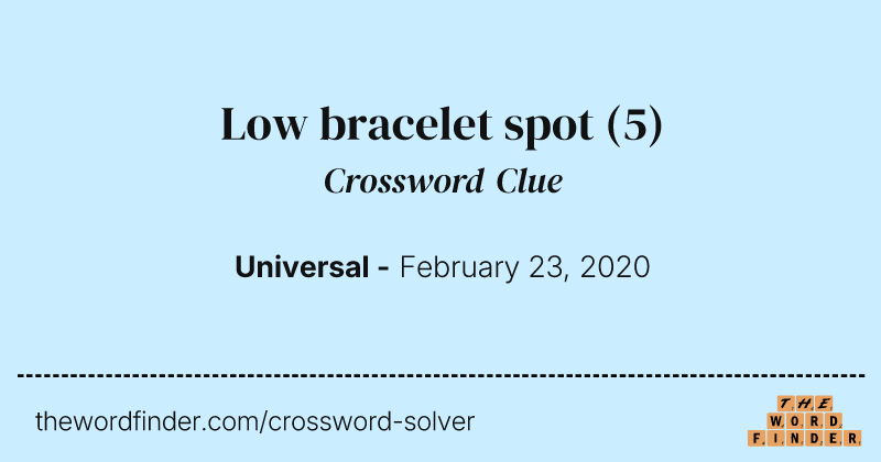 Low bracelet spot crossword clue image