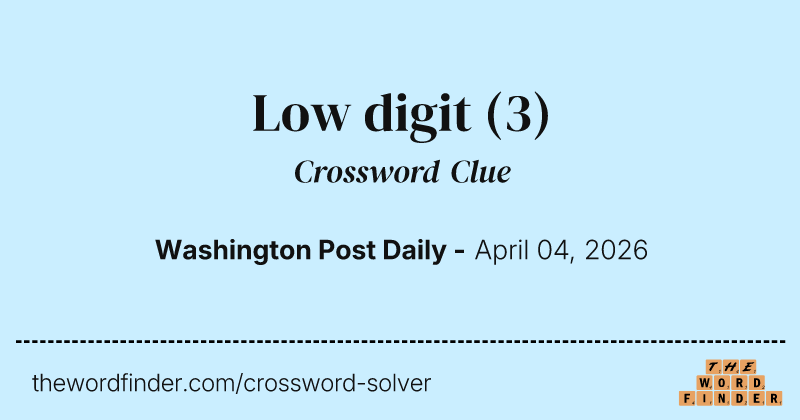 Low digit crossword clue image