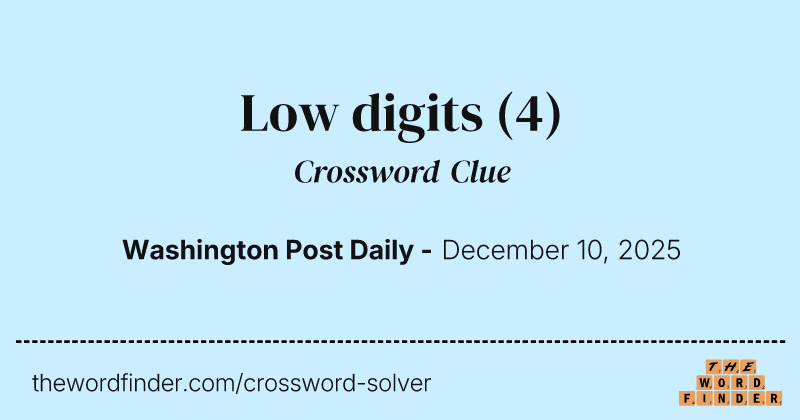 Low digits crossword clue image