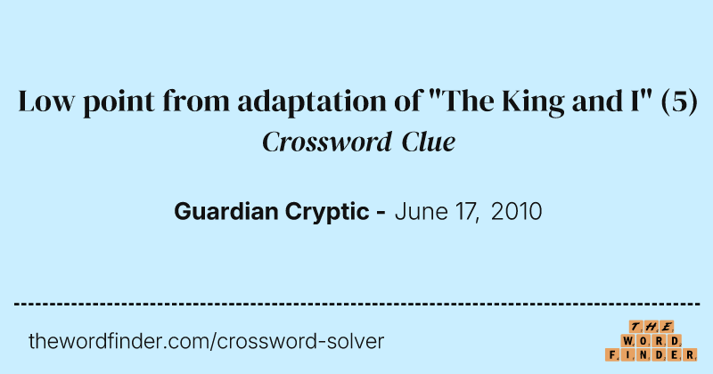 Low point from adaptation of "The King and I" crossword clue image