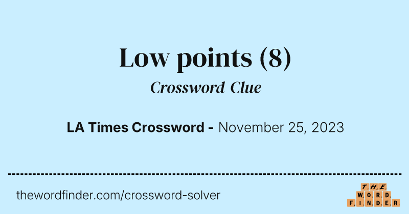 Low points crossword clue image