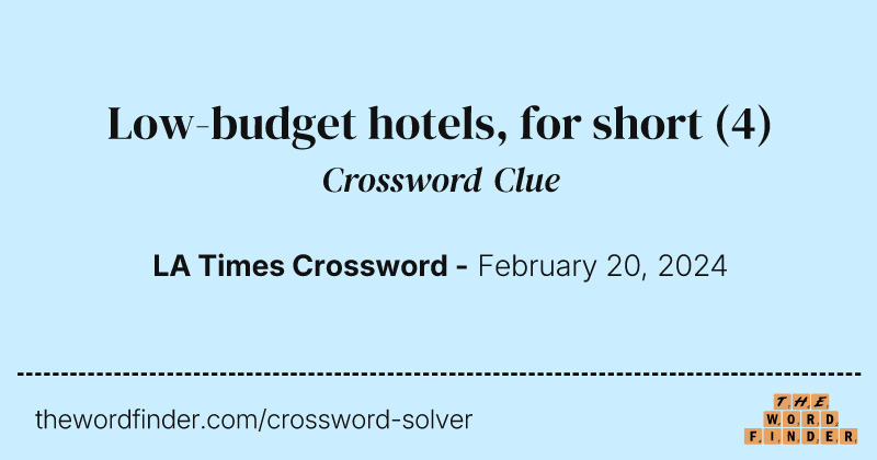Low-budget hotels, for short crossword clue image