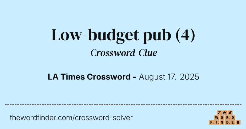 Low-budget pub crossword clue image