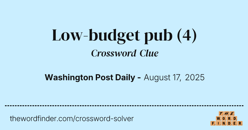 Low-budget pub crossword clue image