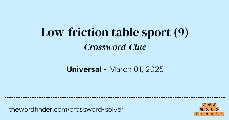 Low-friction table sport crossword clue image