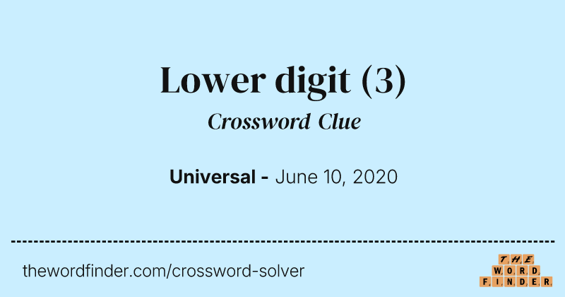 Lower digit crossword clue image