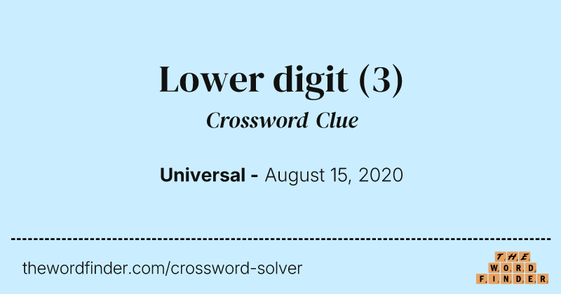 Lower digit crossword clue image