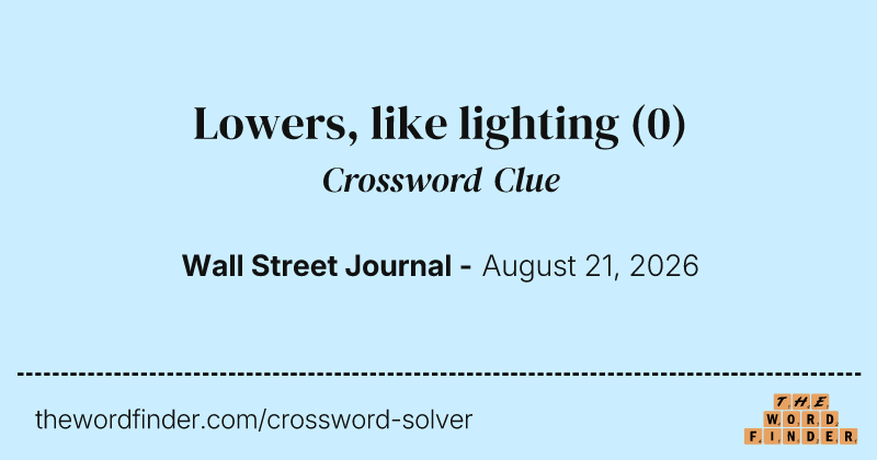 Lowers, like lighting crossword clue image