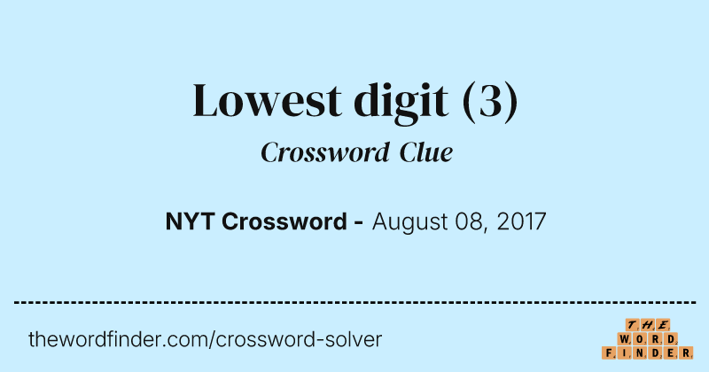 Lowest digit crossword clue image