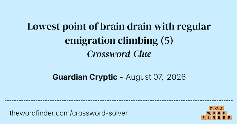 Lowest point of brain drain with regular emigration climbing crossword clue image