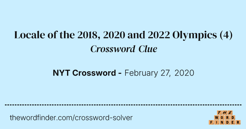 Locale of the 2018, 2020 and 2022 Olympics crossword clue image