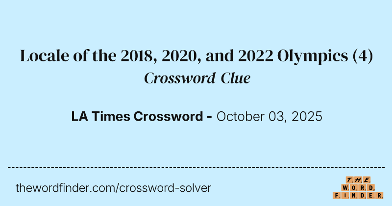 Locale of the 2018, 2020, and 2022 Olympics crossword clue image
