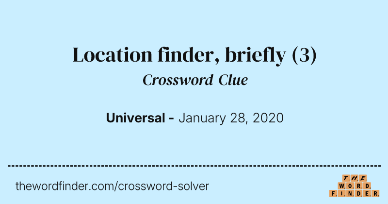 Location finder, briefly crossword clue image