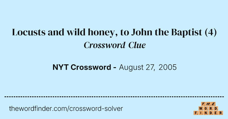 Locusts and wild honey, to John the Baptist crossword clue image