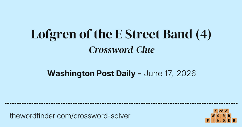 Lofgren of the E Street Band crossword clue image