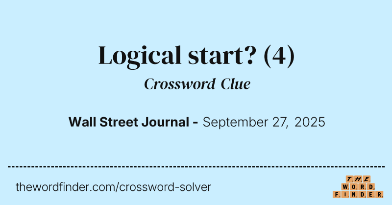 Logical start? crossword clue image