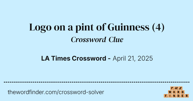 Logo on a pint of Guinness crossword clue image