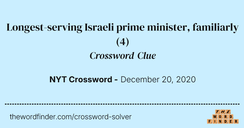 Longest-serving Israeli prime minister, familiarly crossword clue image