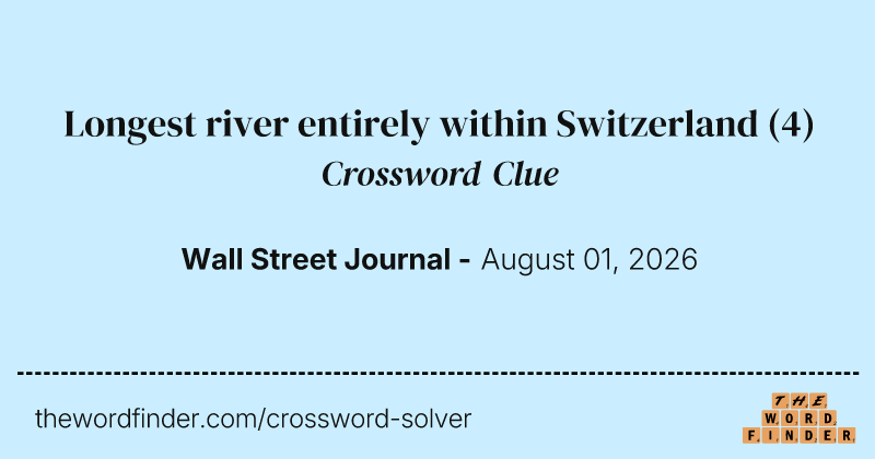 Longest river entirely within Switzerland crossword clue image