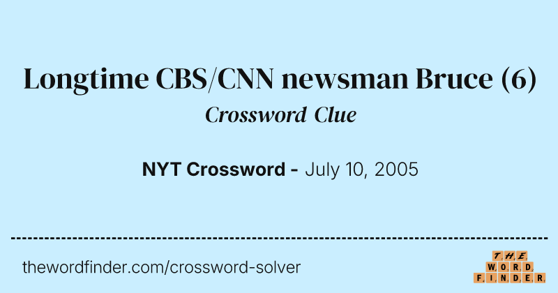 Longtime CBS/CNN newsman Bruce crossword clue image