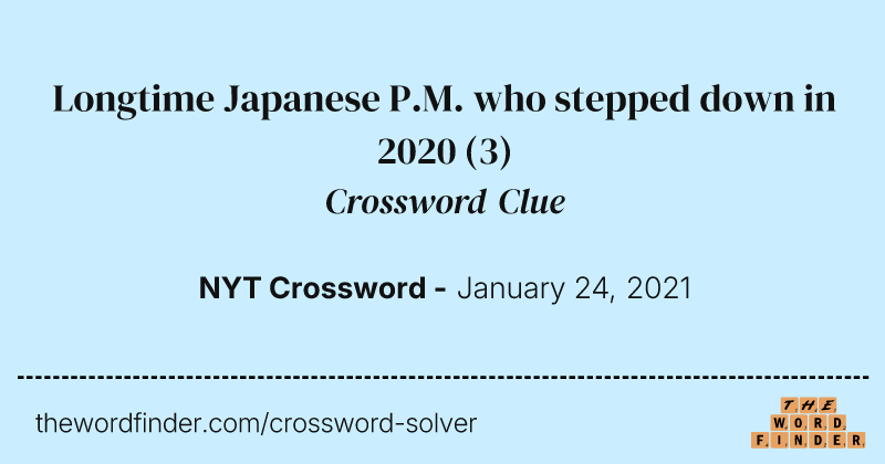 Longtime Japanese P.M. who stepped down in 2020 crossword clue image