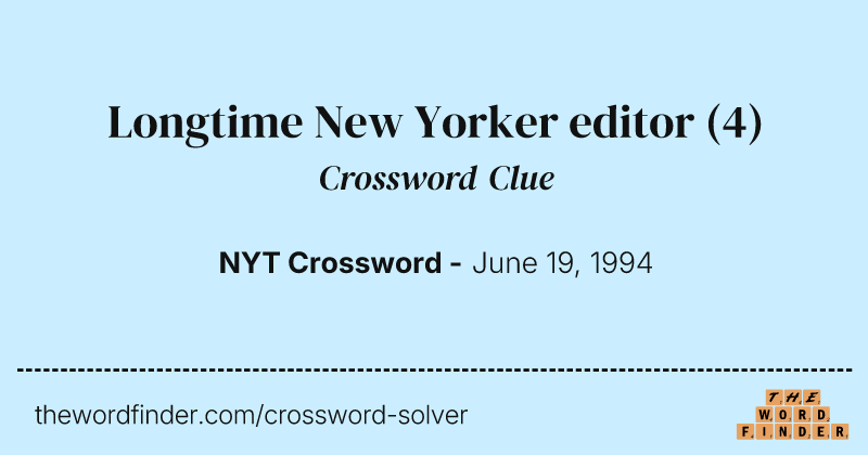 Longtime New Yorker editor crossword clue image