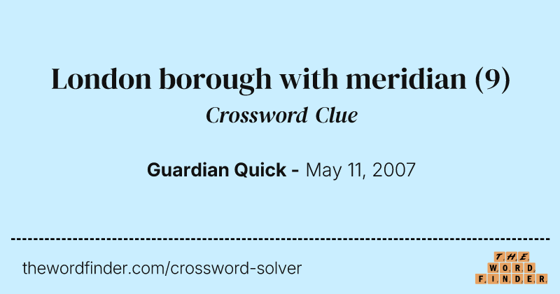 London borough with meridian crossword clue image
