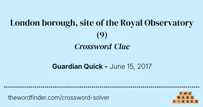 London borough, site of the Royal Observatory crossword clue image