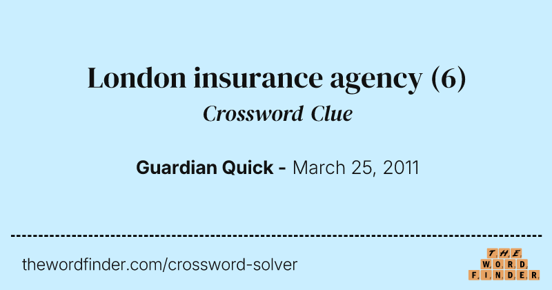 London insurance agency crossword clue image