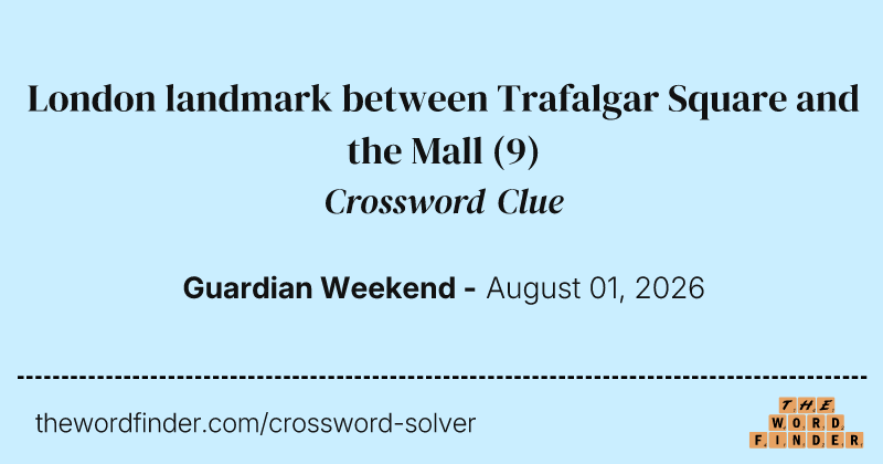 London landmark between Trafalgar Square and the Mall crossword clue image