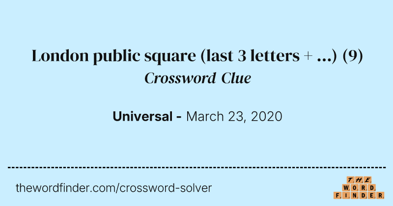 London public square (last 3 letters + ...) crossword clue image