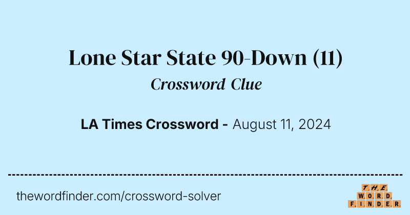 Lone Star State 90-Down crossword clue image