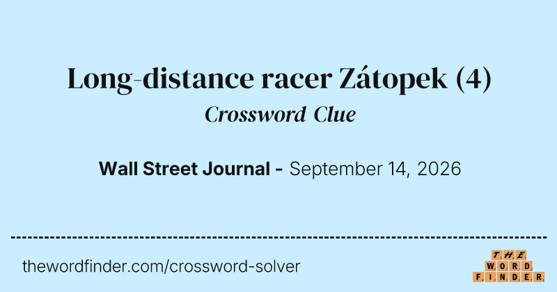 Long-distance racer Zátopek crossword clue image