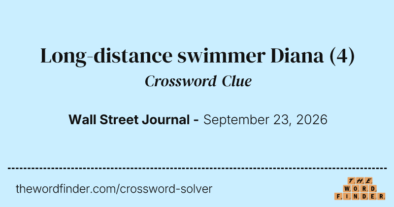 Long-distance swimmer Diana crossword clue image