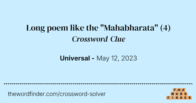 Long poem like the "Mahabharata" crossword clue image