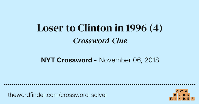 Loser to Clinton in 1996 crossword clue image