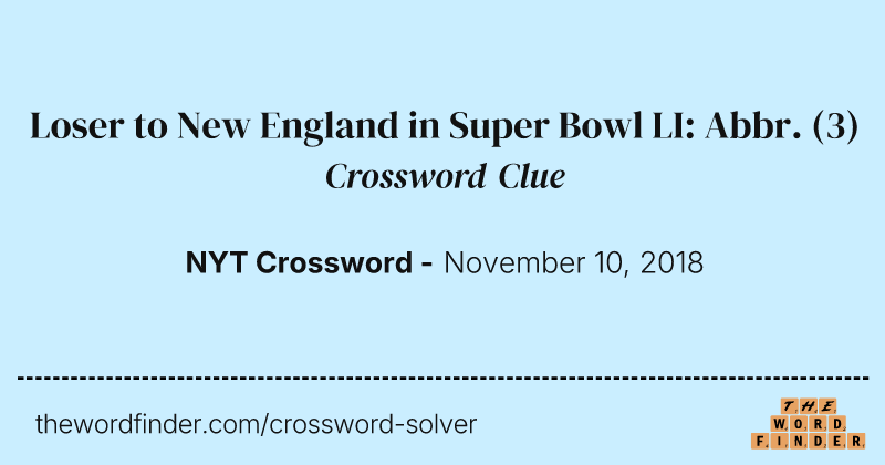 Loser to New England in Super Bowl LI: Abbr. crossword clue image