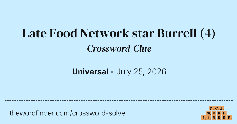 Late Food Network star Burrell crossword clue image