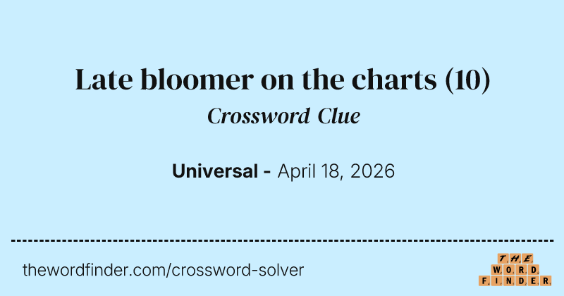 Late bloomer on the charts crossword clue image