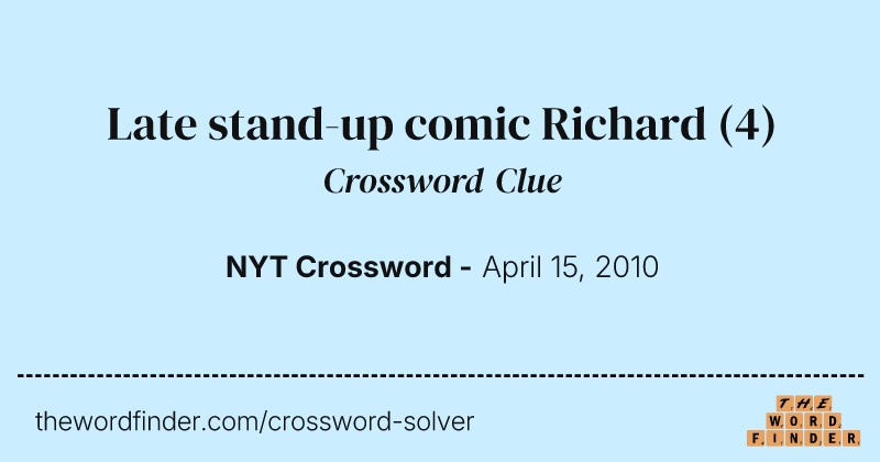Late stand-up comic Richard crossword clue image