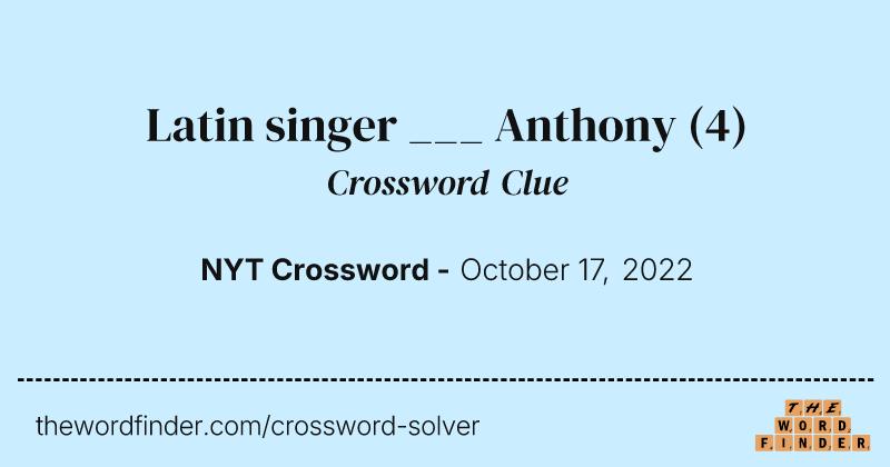 Latin singer ___ Anthony crossword clue image