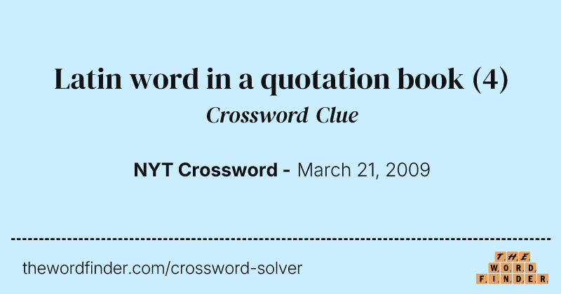 Latin word in a quotation book crossword clue image