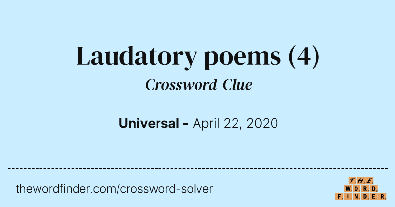 Laudatory poems crossword clue image
