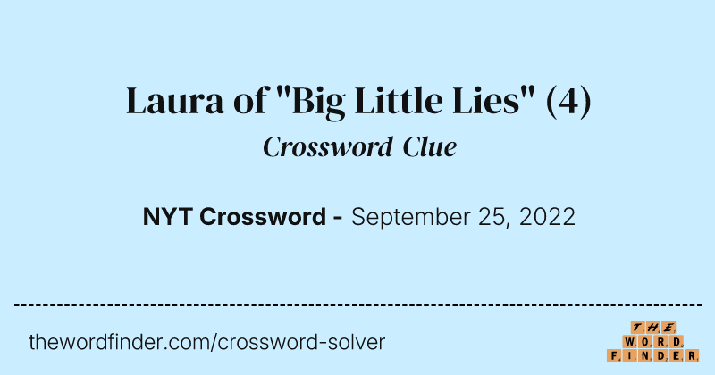 Laura of "Big Little Lies" crossword clue image