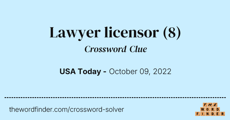 Lawyer licensor crossword clue image