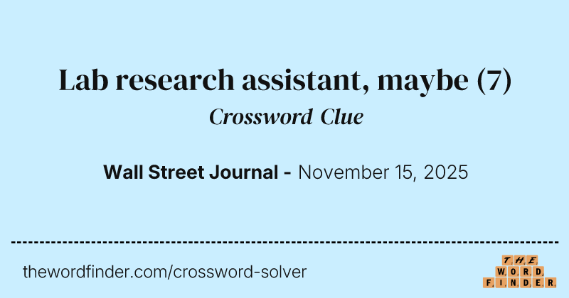 Lab research assistant, maybe crossword clue image