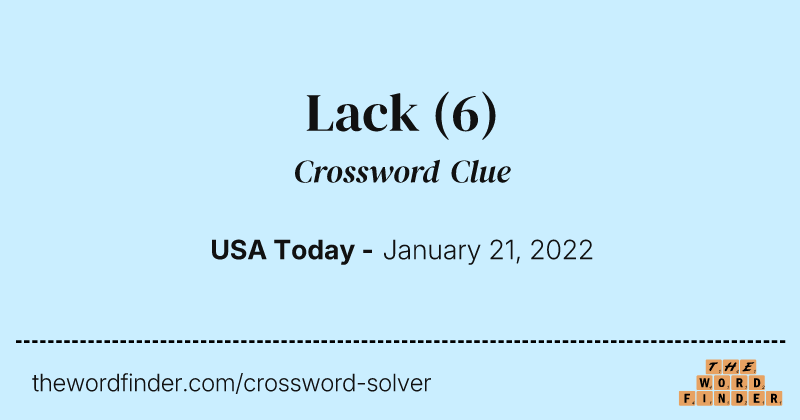 Lack crossword clue image