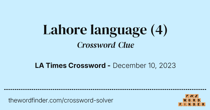 Lahore language crossword clue image