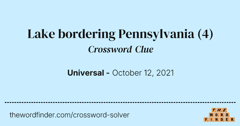 Lake bordering Pennsylvania crossword clue image