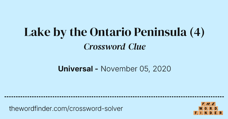 Lake by the Ontario Peninsula crossword clue image